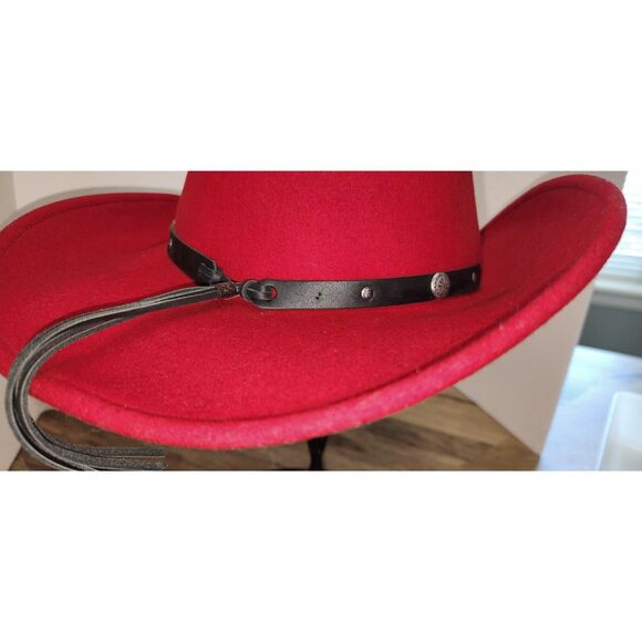 NWOT New York Hat Company Women\'s Red 100% Wool Cowboy Hat Size S